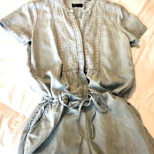 Gap Chambray Romper with Embroidery Detail XS